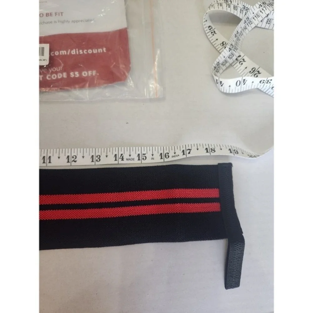 Sport2People Wrist Wraps Red Stripe Black Adjustable Weightlifting Gym Fitness‎
